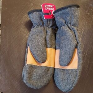 NEW! Stormy Kromer Ida's Mittens Wool & Leather Sherpa-lined Chacoal Gray Sz XL